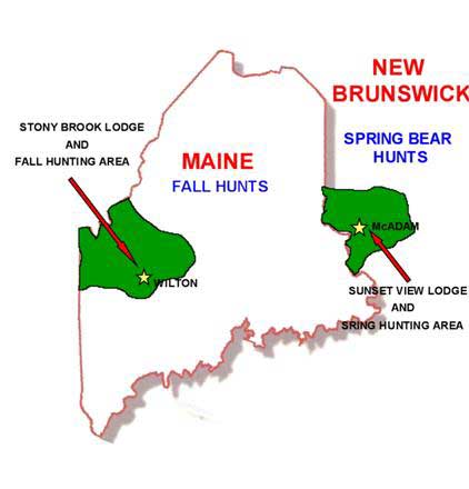 Maine Map of Our Lodge Locations